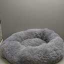 Ulalaza Donut Cat Bed Plush Cat Cushion Pet Bed Self Warming Indoor Round Pillow Cuddler (Dark gray)