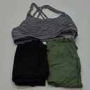 Tempt Me 3 Piece Tankini Swimsuits for Women Athletic Bathing Suits Swim Tank Top with Boy Shorts and Bra Modest Swimwear (Large, Army Green & Stripe)