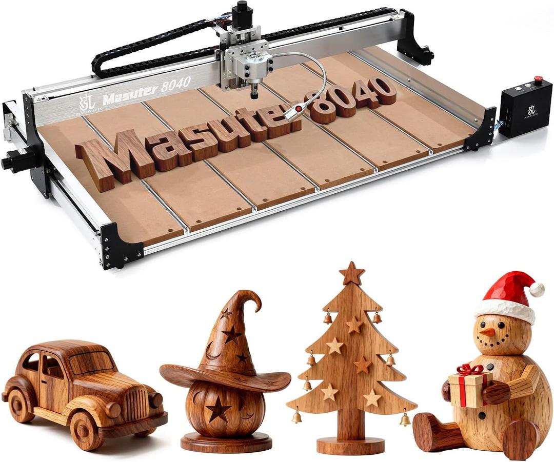 CNC Router Machine 800x400mm, 3 Axis Milling and Engraving Kit with 300W Spindle, Closed-Loop Stepper Motors, Ball Screws & Linear Guides, <±0.03mm Accuracy for Wood Acrylic Metal Aluminum.