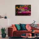 Cheetah Lying On Pink Sofa Canvas Wall Art Eclectic Leopard Wall Decor Pictures Maximalist Animal Portrait Poster Prints for Living Room Home Bedroom Home Decoration 24x36in Ready to Hang