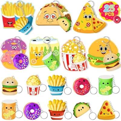FHOZGECY Valentines Day Cards for Kids School, 25PCS Slow Rising Squishy Toys for Boys and Girls, Valentines Cards for Kids Classroom with Keychains, Valentines Classroom Exchange Party Favors