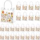 Tioncy 24 Pcs Spring Floral Clear Gift Bags Boho Flower Transparent candy Bags with Handle Wild Floral PVC Treat Bag for Wedding Favors Birthdays Supplies