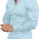 Men’s Muscle Fit Dress Shirts Athletic Slim Fit Long Sleeve Stretch Casual Button Down Shirt (XL)