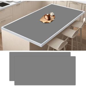 2Pack Large Silicone Mats for Kitchen Counter, 48''x24''(120cmx60cm) Heat Resistant Mat for Kitchen Island, Waterproof Multipurpose Countertop Protector, Light Gray