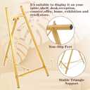 Metal Easel Stand Gold, Easel Stand for Sign Table Top Easels for Display Modern Metal Tripod with Chain Bracket for Paintings, Photographs, Posters, Mirrors- 16.7 x 8.7 x 4.3 Inch (H * W * D)