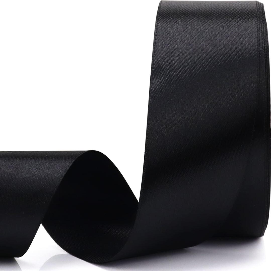 1-1/2 inch, Black Ribbon for Gift Wrapping 50 Yards Perfect Wedding Party Wreath Sewing DIY Hair Accessories Decoration Floral Hair Balloons Other Projects