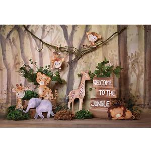 8x6ft Welcome to The Jungle Backdrop Safari Animals Wooden Photography Background Cartoon Forest Baby Shower 1st Birthday Decoration Cake Smash Candy Table Booth Studio Props Vinyl