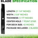Aeagle AM141034 42'' High Lift Blades for John Deere D100 D130 D105 D110 D125 E110 E110 LT150 LA105 LA115 LA115 LA135 S130 X300 Z225 42 Inch Riding Mower Lawn Tractor, 7 Point Star, 3 Pack (Black)