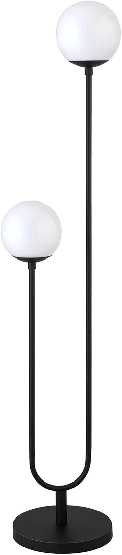 Henn&Hart 69" Modern 2-Light Floor Lamp, Black