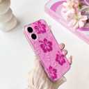 Lovmooful Compatible for iPhone 16 Case Cute Clear Hibiscus Flower Floral Aesthetic Printed Design for Girls Women Soft TPU Shockproof Protective Girly for iPhone 16-Hot Pink