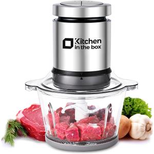 Kitchen in the box Mini Food Processor, Electric Meat Grinder & Food Chopper with 400W Powerful Veggie Chopper-One 3 Cup Bowl & S Blades for Meat/Fish/Vegetable/Baby Food