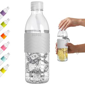 Copco Hydra Water Bottle with Spill-Resistant Lid, 16.9 oz - Reusable Tritan Non-Slip Sleeve, Twist-Open Body - BPA-Free, Leak-Proof, Durable & Portable for Gym, Office, School (Gray)