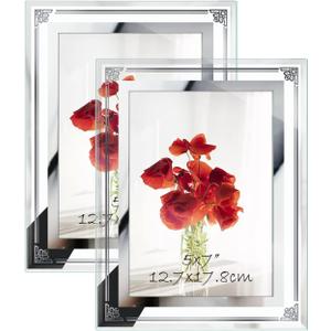 HORLIMER 5x7 Picture Frame Set of 2, Glass Photo Frame 5 by 7 for Tabletop, Horizontally or Vertically (Clear-2 Pack)