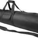 HEMMOTOP Tripod Bag, 47x8.3in All Sides Thick Padded Tripod Carrying Case with Shoulder Strap and Handle, Heavy Duty Light Stand Bag with Two Zippered Pockets for Pool Cue, Speaker Stand -R12021