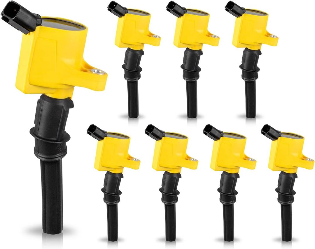 ENA Yellow Set of 8 Ignition Coil Pack Compatible with Lincoln Mercury Ford Mustang Crown Victoria E150 E250 Expedition Explorer F150 F250 F350 F450 F550 Navigator 4.6L 5.4L V8 Replacement for DG508