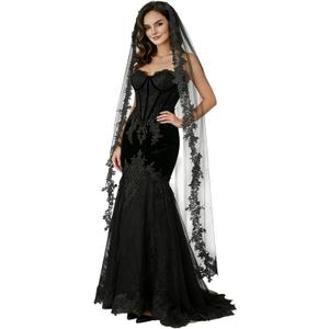 Wedding Veil Lace 1 Tier Cathedral Length Fingertip Length Bride Veil with Metal Comb