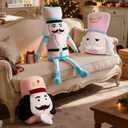 Lanpn Christmas Nutcracker Pillow Set of 2, Christmas Decoration Winter Throw Pillows Soft Cute 3D Shaped Nutcracker Throw Cushion for Sofa Living Room Bedroom Xmas Decor (Pink)