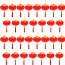 30 Pack Red Chinese Mini Lanterns Decorative Lucky Hanging Lanterns Decoration New Year Wedding Party Hang Mini Lantern Home Decoration for Chinese Spring Festival Lunar New Year