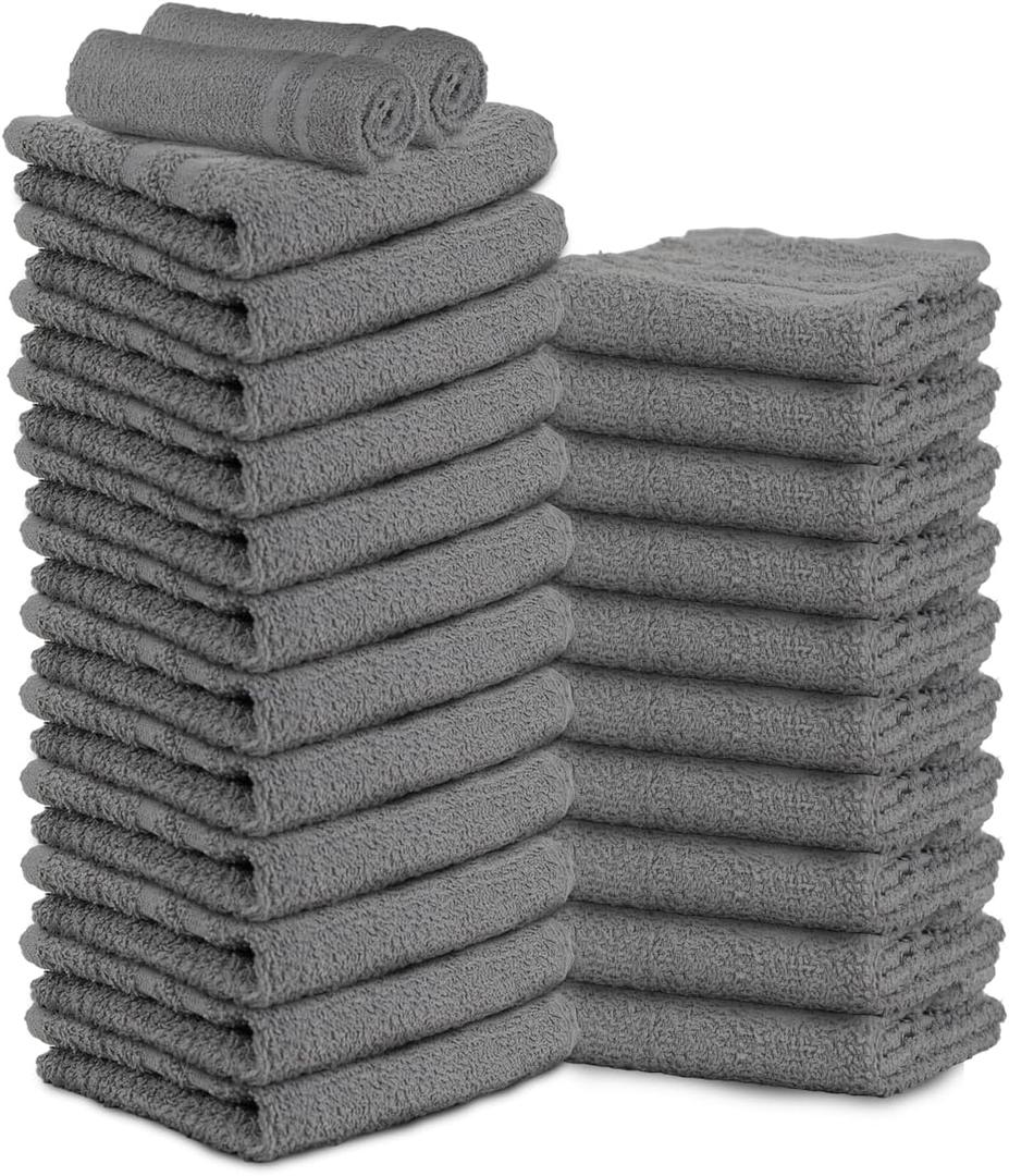 24 Pack Dark Grey Hand Towels 100% Cotton Spa Towel  16x27 inches Highly Absorbable Facial Towels Gym, Hair, Face, Bulk Small Towels (Not Bleach Proof)