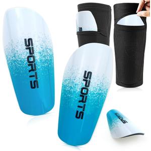 Soccer Shin Guard Set with Sleeves & Insert Pocket | Protective Soccer Equipment for for Kids, Adults, Boys & Girls (Small, Sky Blue)
