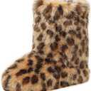 yamerbo Women's Faux Fur Boots Furry Fuzzy Fluffy Y2k Winter Snow Shoes Puffy Warm Short Mid-Calf Boots for Outdoor-Brown (8)