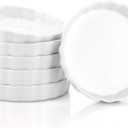 Foraineam 6 Pack 8 Ounce Porcelain Creme Brulee Ramekins Mini Fluted Quiche Dishes, 6 Inch Tart Pan Round Pie Plates for Baking, Dishwasher and Oven Safe