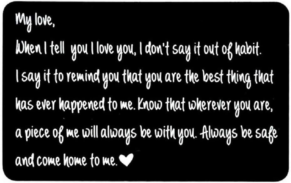 3 x Jofanvin Engraved Wallet Insert Card for Husband Boyfriend - I Love You Note for Him, Anniversary Birthday Wedding Day Gift, Permanent Metal Wallet Card, Deployment Keepsake for Fiance Man