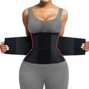 FeelinGirl Waist Trainer Belt Waist Cincher Trimmer Ab Belt Tummy Control Body Shaper with Triple Wrap Women and Men (Large, Purple)