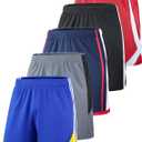 5 Pack Big Boys Youth Athletic Mesh Basketball Shorts with Pockets Quick Dry Activewear (Set 3, Medium)