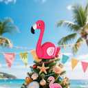 2 x Flamingo Tree Topper, Pink Flamingo Tree Decorations 9in Plush Stuffed Flamingo Tree Topper for Christmas in July Summer Hawaiian Beach Luau Aloha Pool Party Tree Decorations