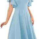 Bridesmay Women's Formal Wedding Guest Dress for Women 2026 Short Sleeve Fit and Flare Tea Party Dresses XXL