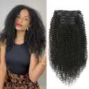 Curly Clip in Hair Extensions, Urbeauty Pink Mango 6 PCS 100% Pure Protein Silk Kinky Curly Hair Extensions Clip Ins for Black Women Hair Soft Natural Durable Light Long Lifespan