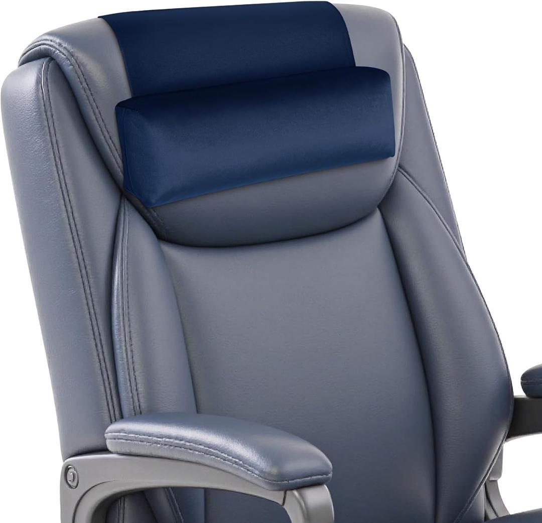 WdFour Velvet Neck & Head Pillow for Recliner Chair, Small Ergonomic Cervical Support Pillow for Home, Office and Travel, Non-Slip Cushion for Tension Relief & Shoulder Comfort (Navy Blue)