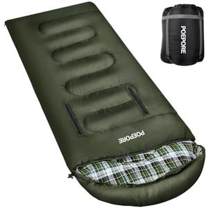 POEPORE Flannel Sleeping Bag Cotton 0 Degree Cold Weather for Adults XXL Wearable Sleeping Bag 4 Seasons Waterproof with Compression Sack