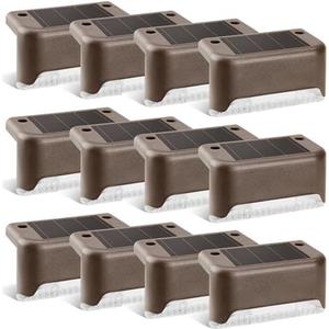 Solar Deck Lights Outdoor, Solar Step Lights Waterproof Led Lights for Outdoor Stairs, Step, Fence, Patio,Yard,Porch and Balcony(12 Pack,Warm White) (Brown)