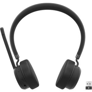 Lenovo Wireless VoIP Headset Teams Certified, Noise-Canceling Mic, Bluetooth 5.3 Multipoint, USB-A Receiver, 31-Hour Talk & 60-Hour Playback, Lightweight Over-Ear Design, Replaceable Earcups