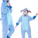 GONAAP Adult Onesie Pajamas Sherpa Animal One Piece Cosplay Costume for Women Men (Medium, Light Blue)
