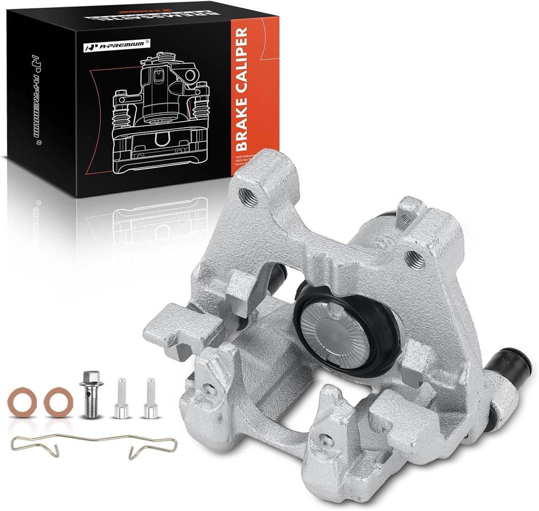 A-Premium Disc Brake Caliper Assembly with Bracket Compatible with Volkswagen Tiguan 2018-2023 2.0L - Rear Left Driver Side