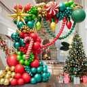 Christmas Balloon Arch Kit, Red Gold Green Balloons, Garland Arch with Bulb Balloon, Candy Cane Foil Balloon, Xmas Red Gold Green Balloons Christmas Balloon Garland Arch Kit