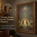 Vintage Gold Framed Frog Wall Art,Frogs Dancing in Moonlight Forest Painting Canvas Prints,Whimsical Animal Wall Decor,Retro Country Toad Poster Artwork,for Corridor Living room Bedroom Kitchen, 24"L x 16"W