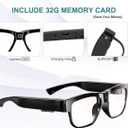 Camera Glasses Video Glasses HD Smart Glasses Recording Outdoor Sport Glasses with Camera Wearable Eyeglass Built-in 32G Memory Card only Open on Computer