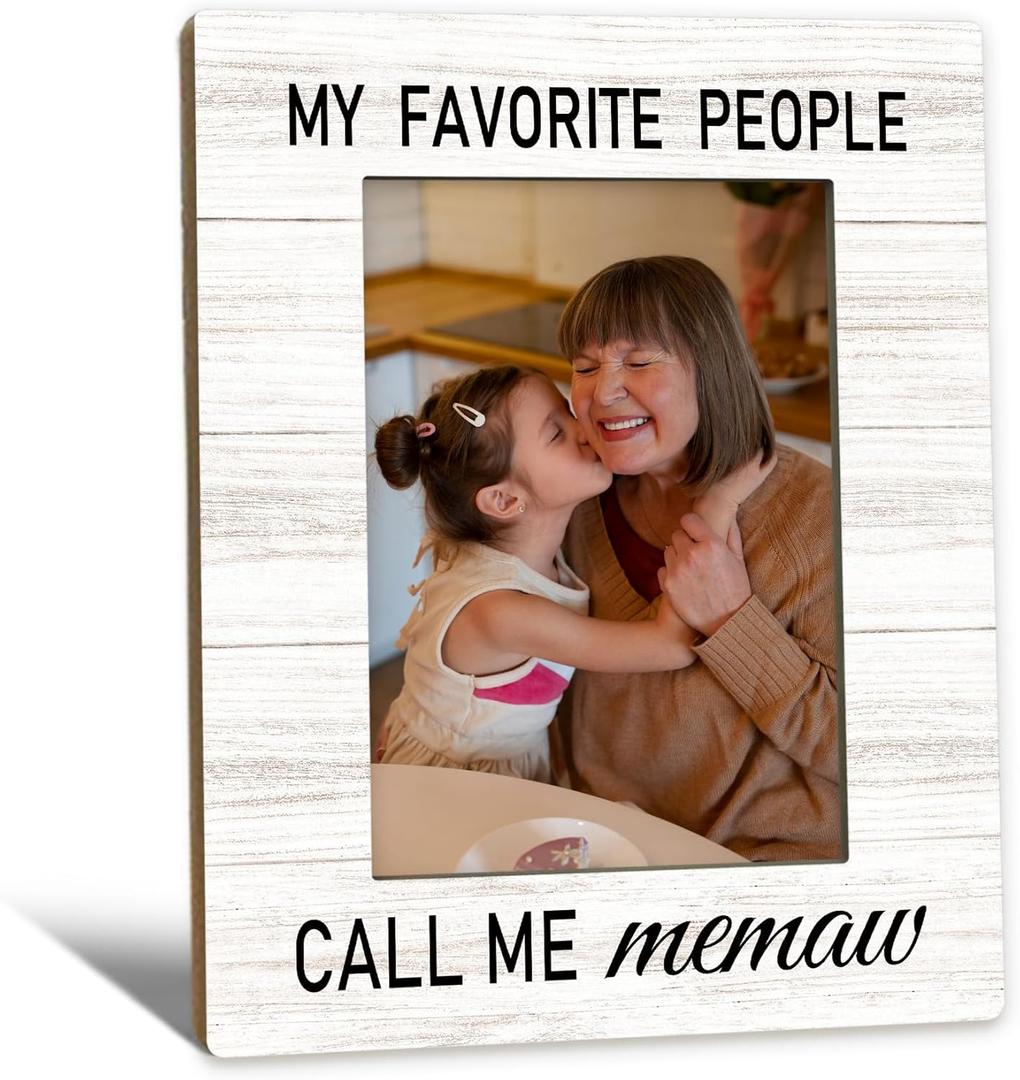 Beliran Memaw Gifts Picture Frame 5x7, Grandma Photo Frame, Christmas Mothers Day Birthday Gifts for Memaws, My Favorite People Call Me Memaw Wooden Picture Photo Frames for Desk Home Room Decor