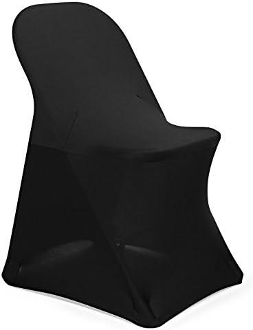 10 pcs Black Spandex Folding Chair Covers for Wedding, Party, and Banquet
