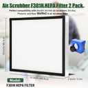 2 Packs F301H HEPA Filter, AS-550 Air Scrubber Stage 2 HEPA 550 Air Filter Compatibile with BlueDri,16 x 19 x 2" Air Shield 550 HEPA Air Scrubber Filter for BlueDri, Dri-Eaz, Phoenix, and Bear