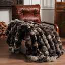 Fluffy Faux Fur Throw Blanket for Couch, Soft Plush Thick Cozy Fuzzy Luxury Minky Bubble Blanket for Home Living Room Decor Gift for Women, Tie-dye Coffee, 50" x 60", 1100GSM