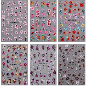 Flower Nail Art Stickers Decals Self-Adhesive Spring Summer Floral Nail Supplies Nail Art Design Decoration Accessories