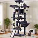 Hey-brother Cat Tree, 71 inches XL Large Cat Tower for Indoor Cats, Multi-Level Cat House with 3 Padded Perches, Big Scratcher, Cozy Basket, 2 Cat Condos and Scratching Posts, Smoky Gray