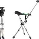 King Mills Lightweight Portable Stools for Adults Heavy Duty, Adjustable Walking Chair for Adults, Anti-Slip Cane Seat Walking Stick Folding Seat 250 Lbs Above Ideal for Camping & Hiking (Green)
