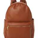No Boundaries Women's Dome Zip Backpack, Cognac Faux Leather