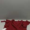 oten Womens Deep V Neck Ruffle Sleeve Sheath Casual Cocktail Party Work Faux Wrap Dress, Medium, Burgundy